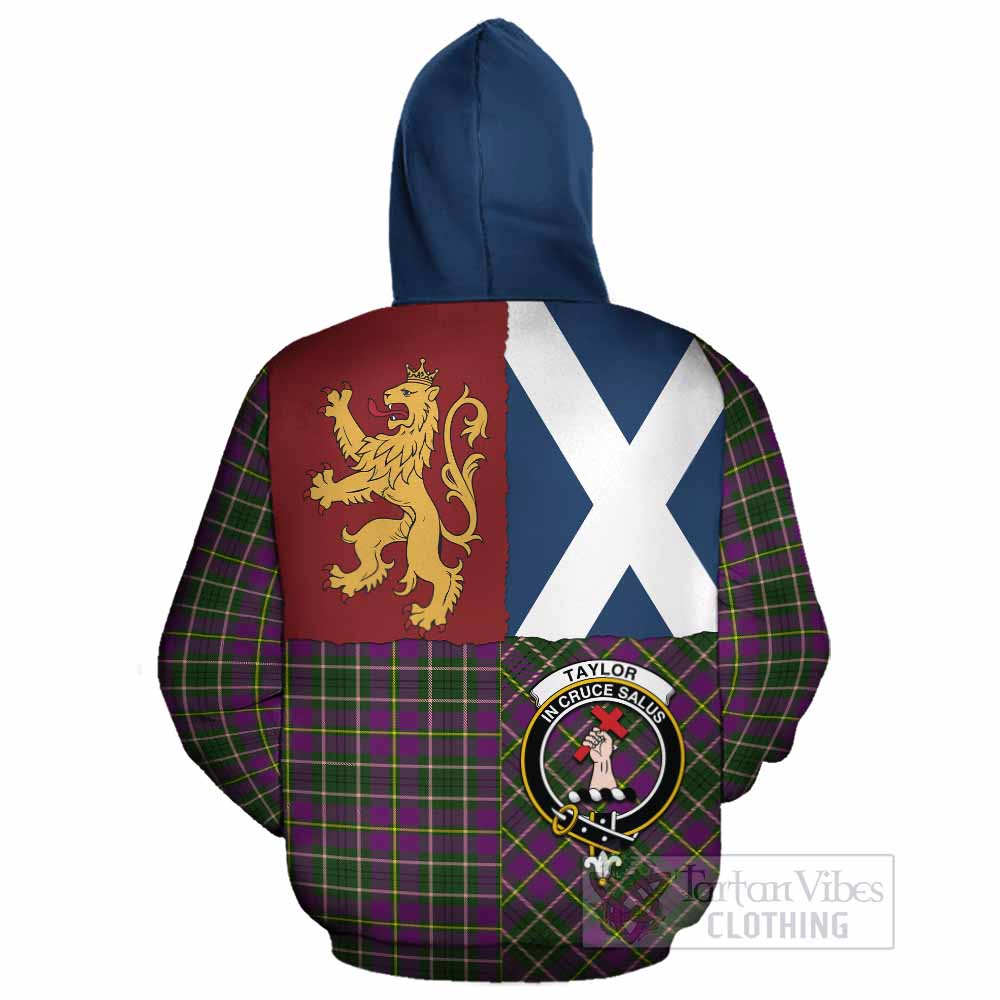 Taylor (Tailyour) Crest Tartan Cotton Hoodie with Lion Rampant Saltire Style - Tartan Vibes Clothing