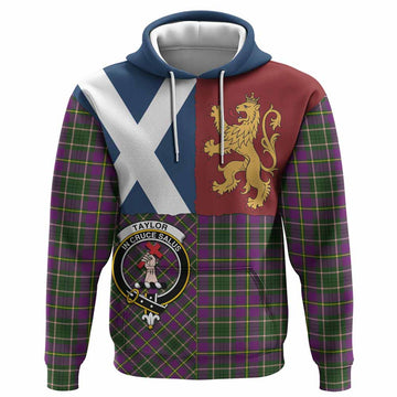 Taylor (Tailyour) Crest Tartan Hoodie with Lion Rampant Saltire Style