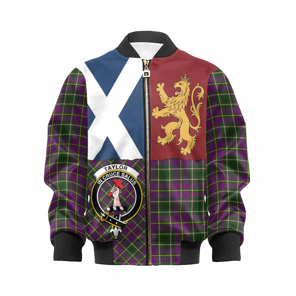 Taylor (Tailyour) Crest Tartan Kid Bomber Jacket with Lion Rampant Saltire Style - Tartan Vibes Clothing