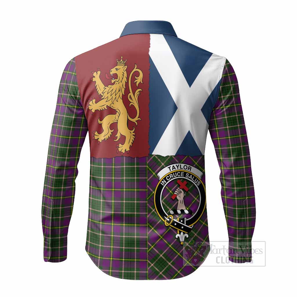 Taylor (Tailyour) Crest Tartan Long Sleeve Button Shirts with Lion Rampant Saltire Style