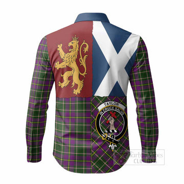 Taylor (Tailyour) Crest Tartan Long Sleeve Button Shirts with Lion Rampant Saltire Style