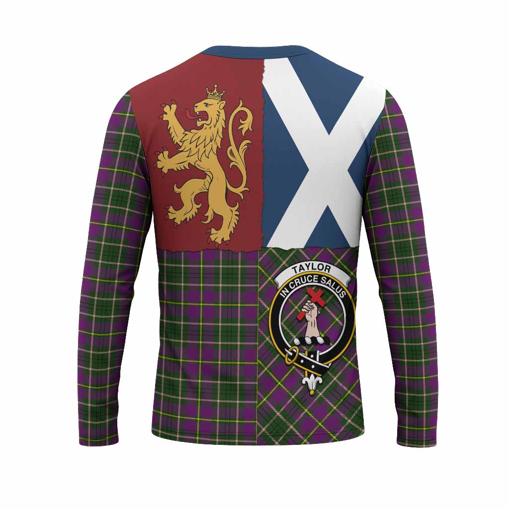 Taylor (Tailyour) Crest Tartan Long Sleeve T-Shirt with Lion Rampant Saltire Style