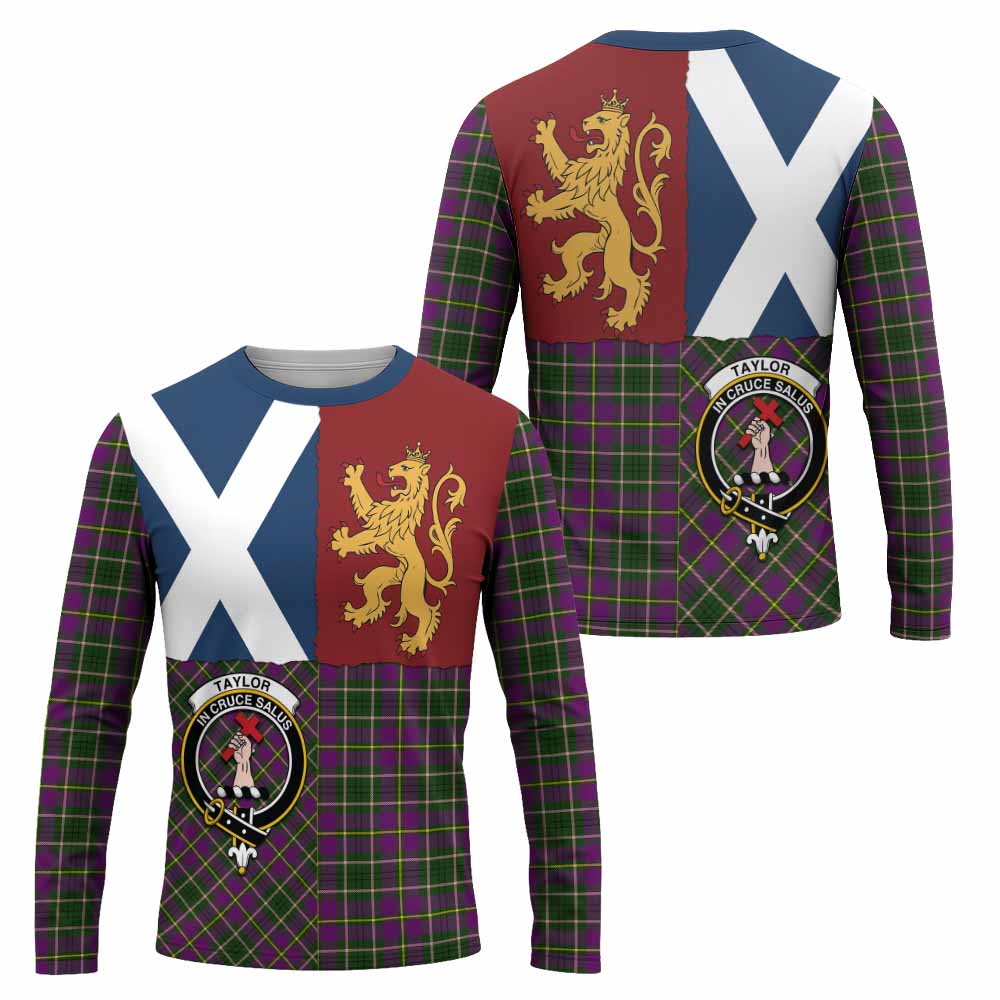 Taylor (Tailyour) Crest Tartan Long Sleeve T-Shirt with Lion Rampant Saltire Style