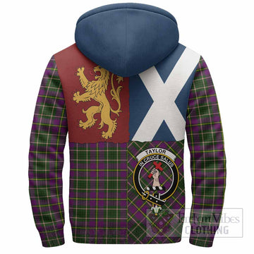Taylor (Tailyour) Crest Tartan Sherpa Hoodie with Lion Rampant Saltire Style
