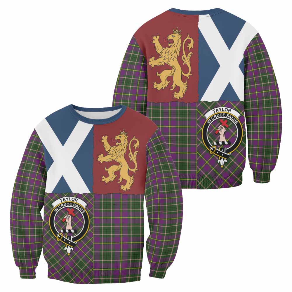 Taylor (Tailyour) Crest Tartan Sweatshirt with Lion Rampant Saltire Style