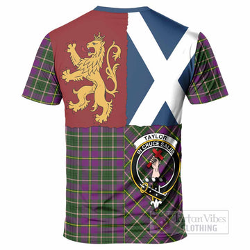 Taylor (Tailyour) Crest Tartan T-Shirt with Lion Rampant Saltire Style