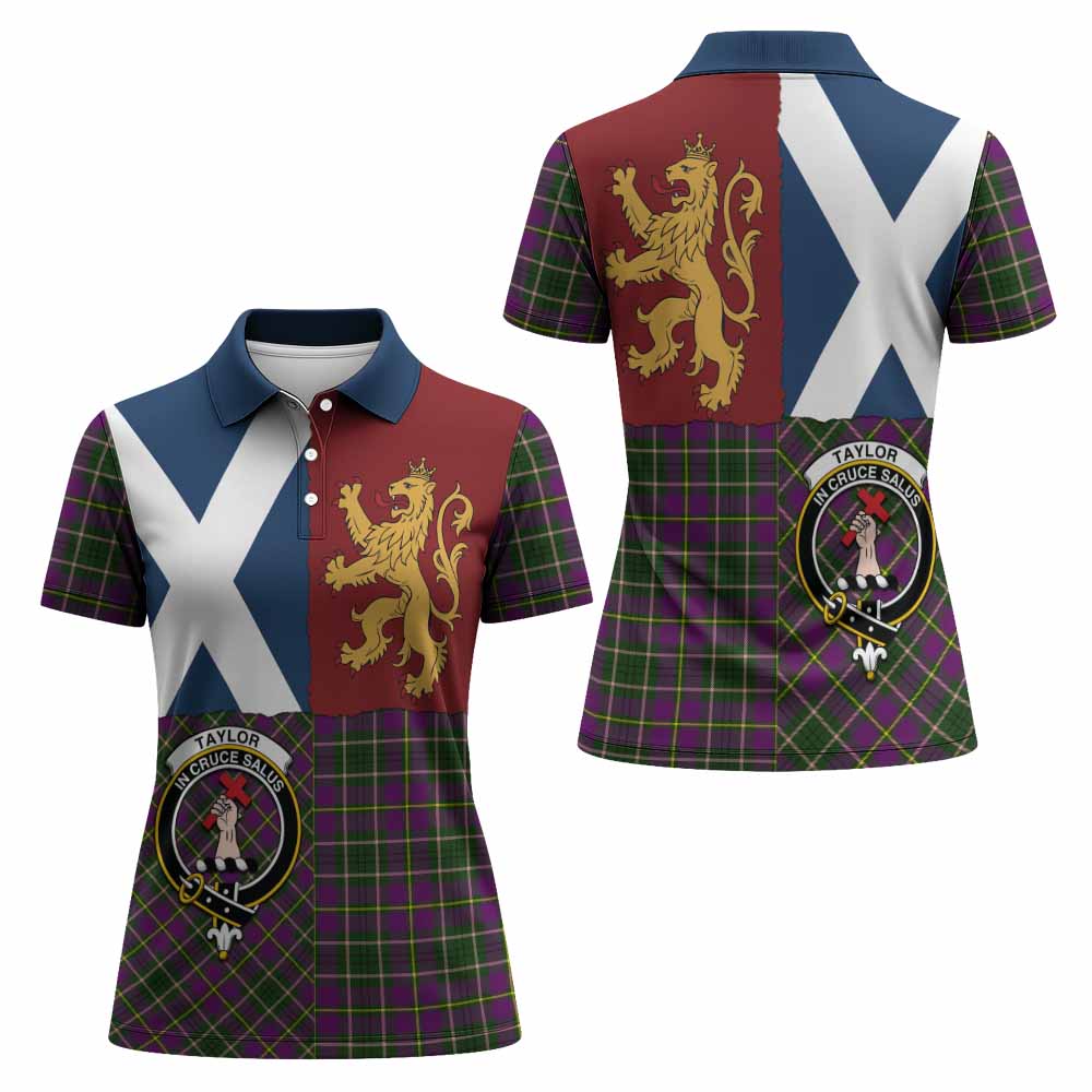 Taylor (Tailyour) Crest Tartan Women Polo Shirt with Lion Rampant Saltire Style
