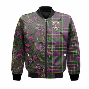 Taylor (Tailyour) Family Crest Tartan Bomber Jacket Scottish Thistle Flower Pattern Half Style
