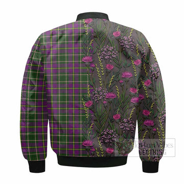 Taylor (Tailyour) Family Crest Tartan Bomber Jacket Scottish Thistle Flower Pattern Half Style