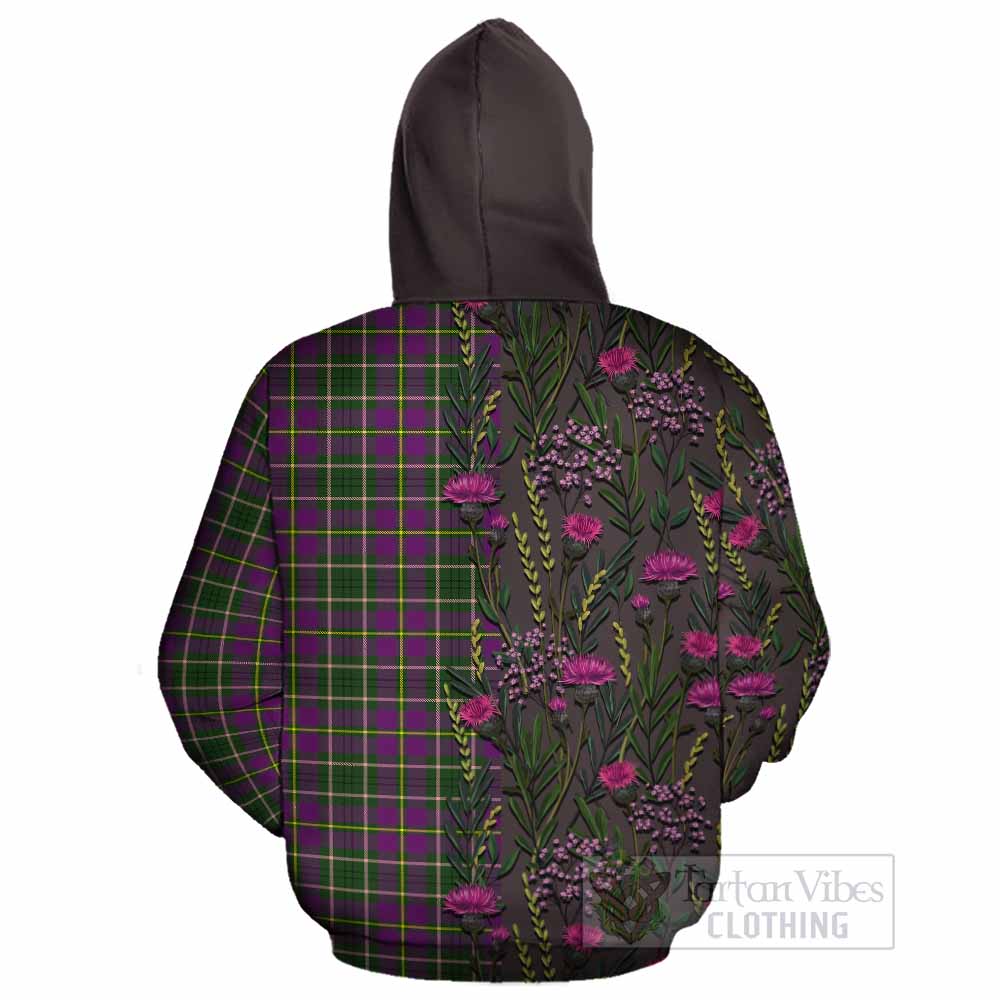 Taylor (Tailyour) Family Crest Tartan Cotton Hoodie Scottish Thistle Flower Pattern Half Style - Tartan Vibes Clothing