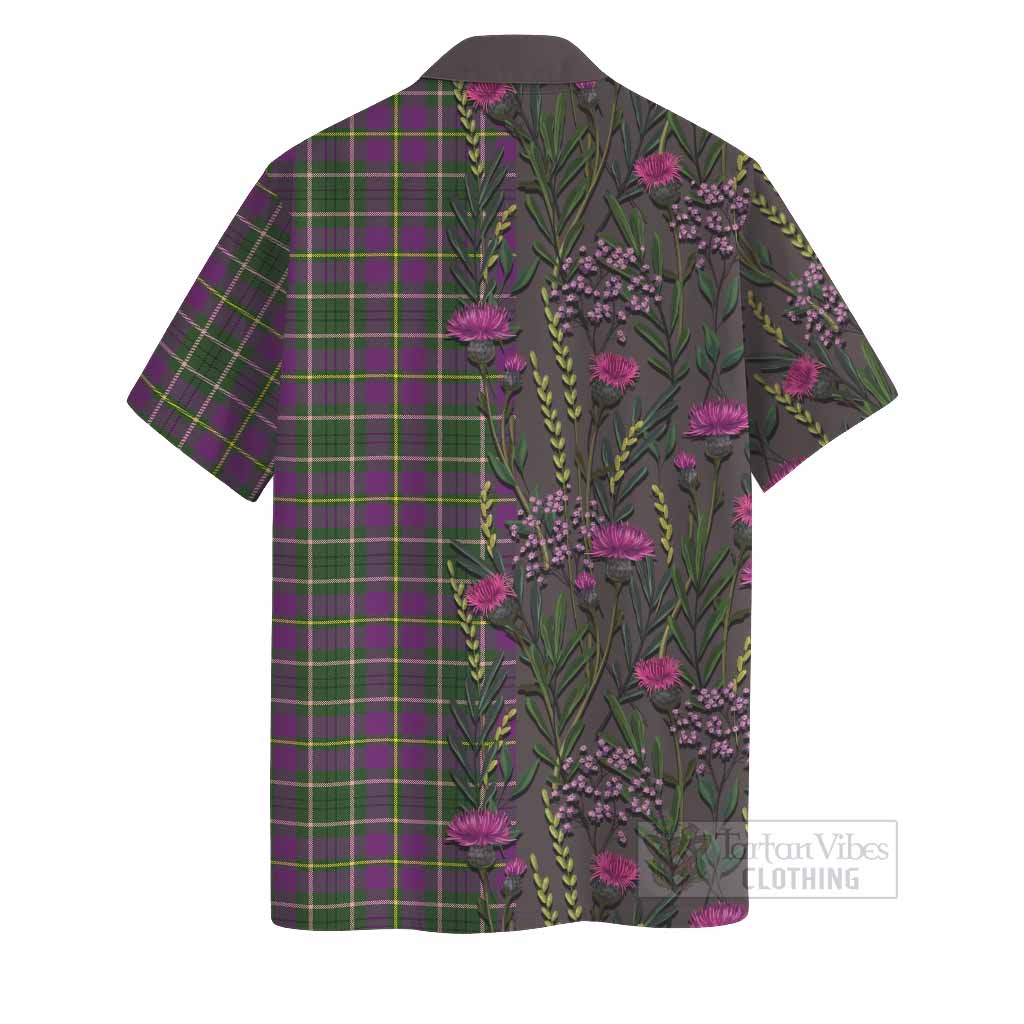 Taylor (Tailyour) Family Crest Tartan Hawaiian Shirt Scottish Thistle Flower Pattern Half Style - Tartan Vibes Clothing