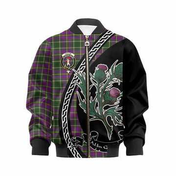 Taylor (Tailyour) Family Crest Tartan Kid Bomber Jacket Alba Thistle Inspired