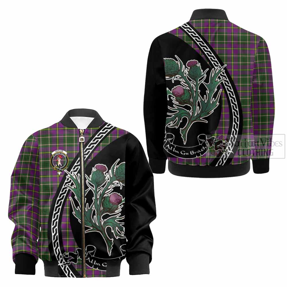 Taylor (Tailyour) Family Crest Tartan Kid Bomber Jacket Alba Thistle Inspired - Tartan Vibes Clothing