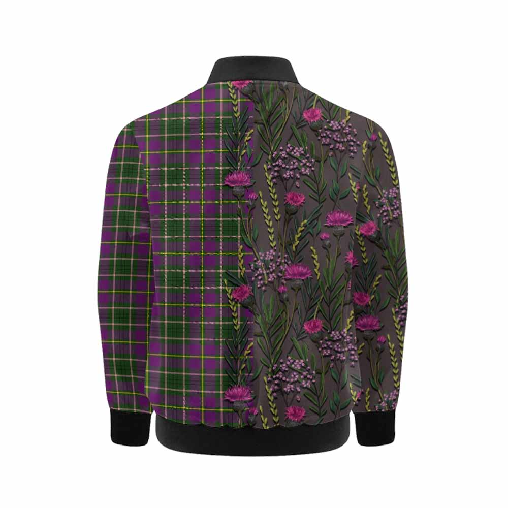 Taylor (Tailyour) Family Crest Tartan Kid Bomber Jacket Scottish Thistle Flower Pattern Half Style - Tartan Vibes Clothing
