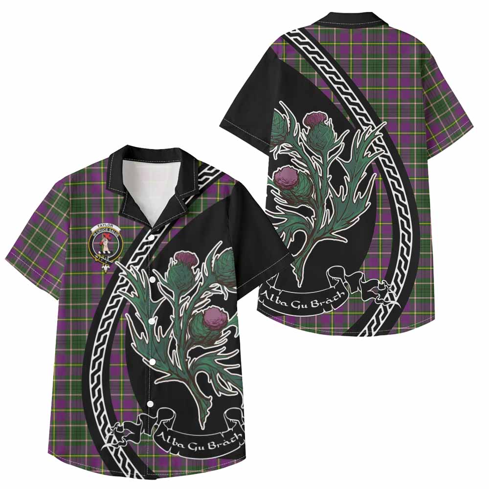 Taylor (Tailyour) Family Crest Tartan Kid Hawaiian Shirt Alba Thistle Inspired - Tartan Vibes Clothing