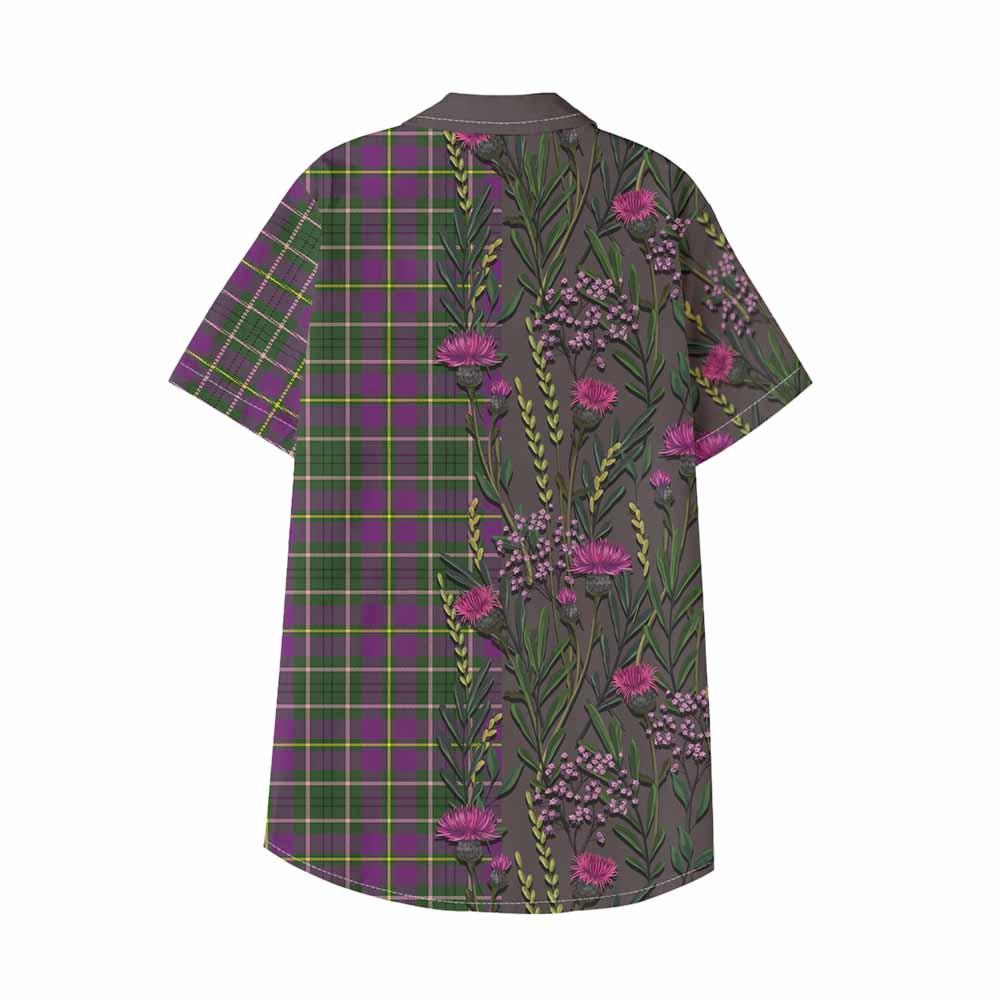 Taylor (Tailyour) Family Crest Tartan Kid Hawaiian Shirt Scottish Thistle Flower Pattern Half Style - Tartan Vibes Clothing