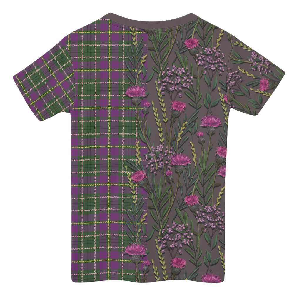 Taylor (Tailyour) Family Crest Tartan Kid T-shirt Scottish Thistle Flower Pattern Half Style - Tartan Vibes Clothing