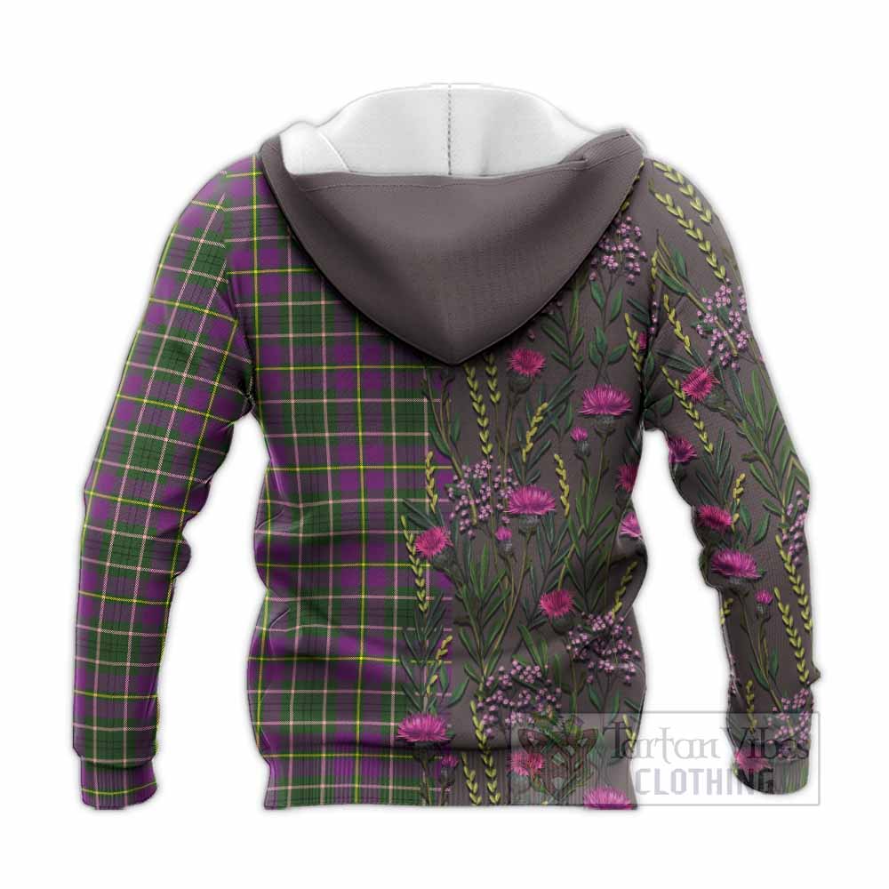 Taylor (Tailyour) Family Crest Tartan Knitted Hoodie Scottish Thistle Flower Pattern Half Style - Tartan Vibes Clothing