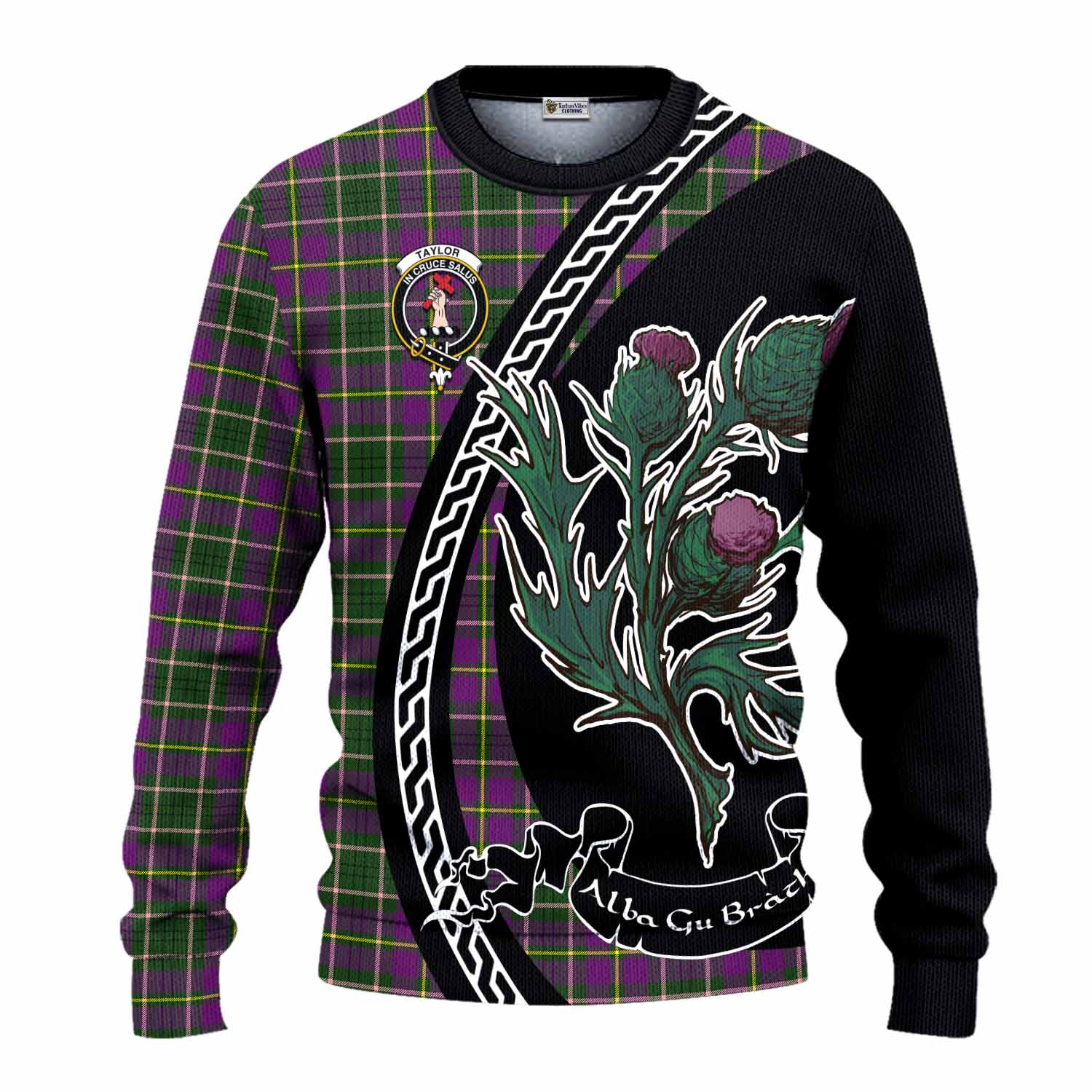 Taylor (Tailyour) Family Crest Tartan Knitted Sweater Alba Thistle Inspired - Tartan Vibes Clothing