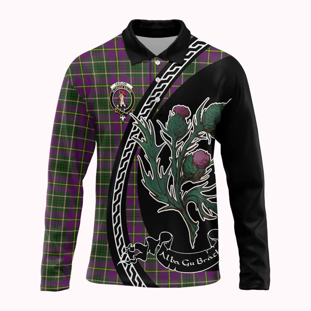 Taylor (Tailyour) Family Crest Tartan Long Sleeve Polo Shirt Alba Thistle Inspired - Tartan Vibes Clothing