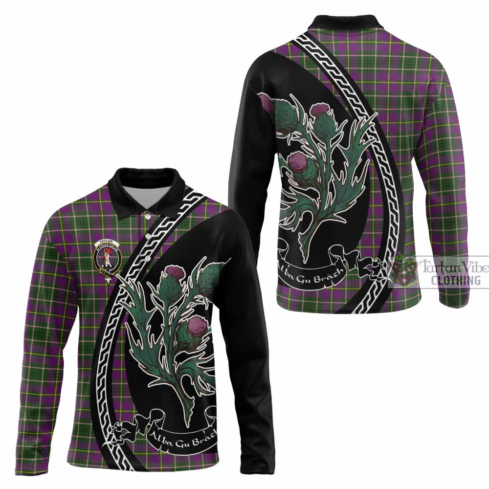 Taylor (Tailyour) Family Crest Tartan Long Sleeve Polo Shirt Alba Thistle Inspired - Tartan Vibes Clothing