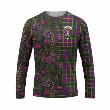 Taylor (Tailyour) Family Crest Tartan Long Sleeve T-Shirt Scottish Thistle Flower Pattern Half Style - Tartan Vibes Clothing