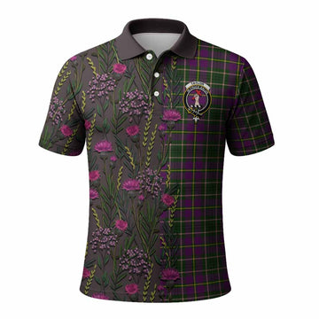 Taylor (Tailyour) Family Crest Tartan Polo Shirt Scottish Thistle Flower Pattern Half Style