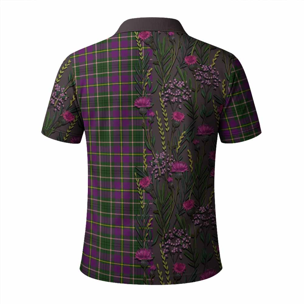 Taylor (Tailyour) Family Crest Tartan Polo Shirt Scottish Thistle Flower Pattern Half Style - Tartan Vibes Clothing