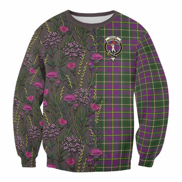 Taylor (Tailyour) Family Crest Tartan Sweatshirt Scottish Thistle Flower Pattern Half Style