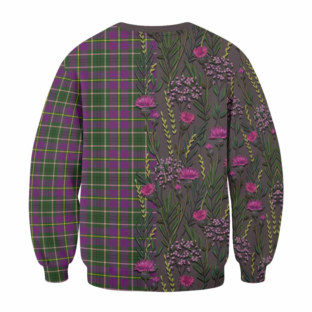 Taylor (Tailyour) Family Crest Tartan Sweatshirt Scottish Thistle Flower Pattern Half Style - Tartan Vibes Clothing