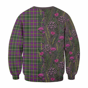 Taylor (Tailyour) Family Crest Tartan Sweatshirt Scottish Thistle Flower Pattern Half Style