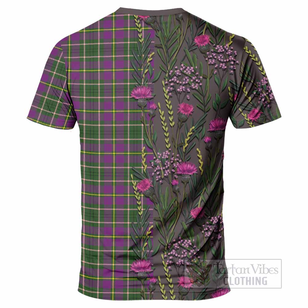 Taylor (Tailyour) Family Crest Tartan T-Shirt Scottish Thistle Flower Pattern Half Style - Tartan Vibes Clothing