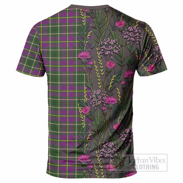 Taylor (Tailyour) Family Crest Tartan T-Shirt Scottish Thistle Flower Pattern Half Style