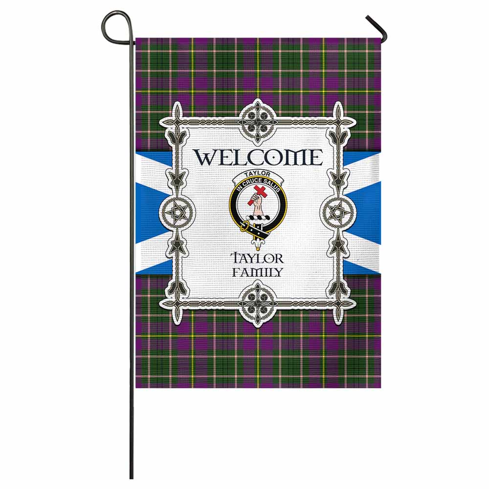 Taylor (Tailyour) Family Crest Tartan Welcome Garden Flag Saltire Harmony Style - Tartan Vibes Clothing