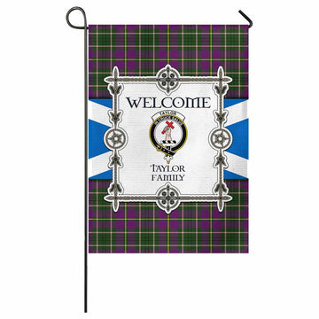 Taylor (Tailyour) Family Crest Tartan Welcome Garden Flag Saltire Harmony Style - Tartan Vibes Clothing