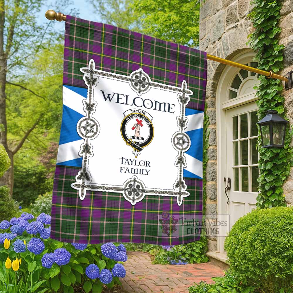 Taylor (Tailyour) Family Crest Tartan Welcome Garden Flag Saltire Harmony Style - Tartan Vibes Clothing