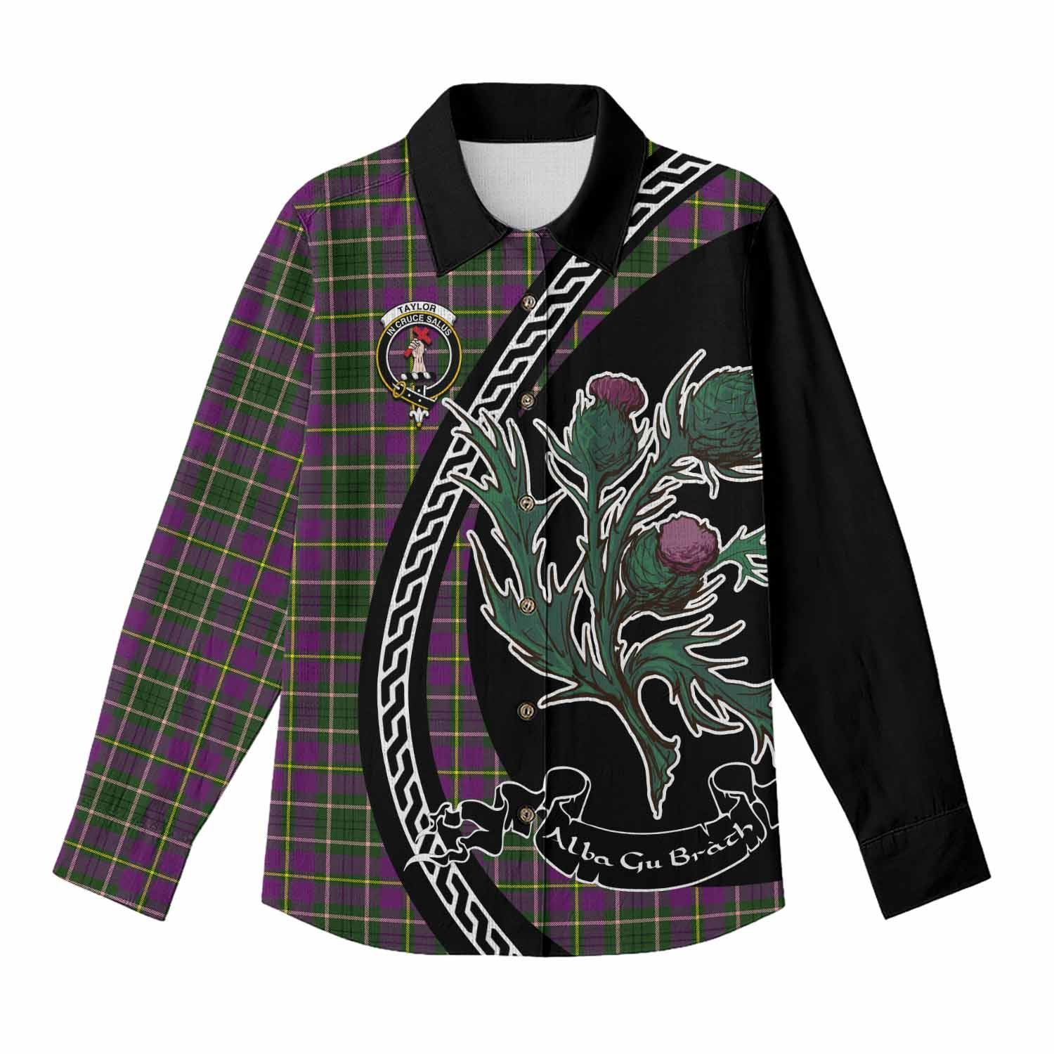 Taylor (Tailyour) Family Crest Tartan Women Casual Shirt Alba Thistle Inspired - Tartan Vibes Clothing