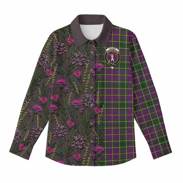 Taylor (Tailyour) Family Crest Tartan Women Casual Shirt Scottish Thistle Flower Pattern Half Style - Tartan Vibes Clothing