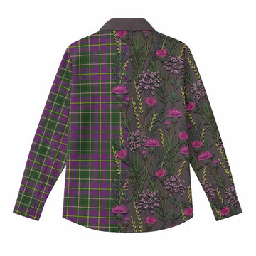 Taylor (Tailyour) Family Crest Tartan Women Casual Shirt Scottish Thistle Flower Pattern Half Style - Tartan Vibes Clothing