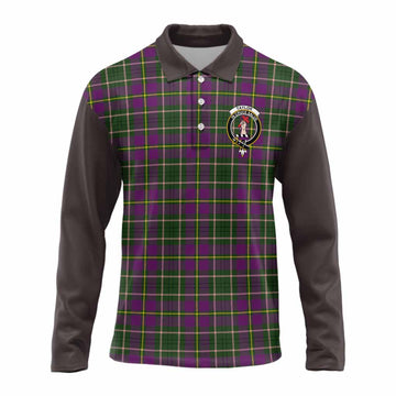 Taylor (Tailyour) Tartan Accent Long Sleeve Polo Shirt with Family Crest