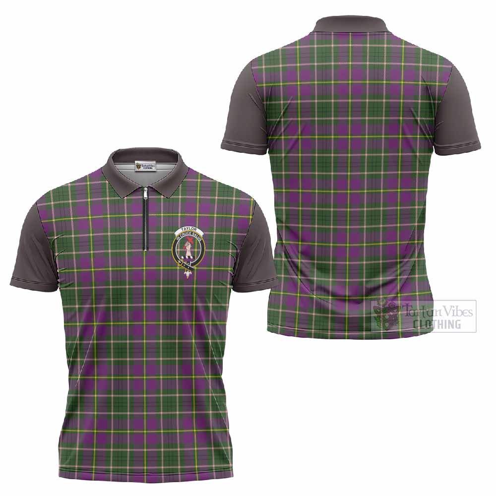 Taylor (Tailyour) Tartan Accent Zipper Polo Shirt with Family Crest
