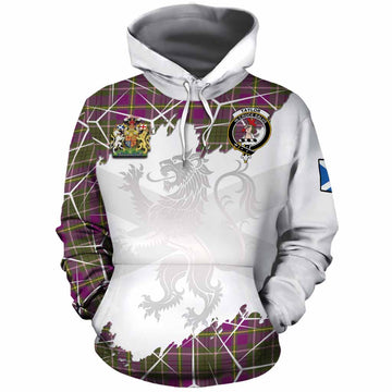 Taylor (Tailyour) Tartan Cotton Hoodie with Family Crest and Lion Rampant Grunge Style