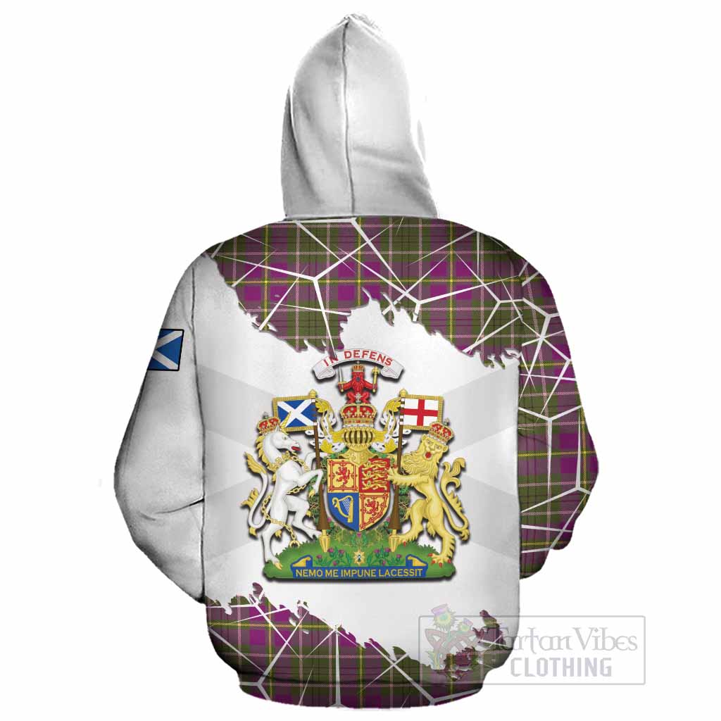 Taylor (Tailyour) Tartan Cotton Hoodie with Family Crest and Lion Rampant Grunge Style