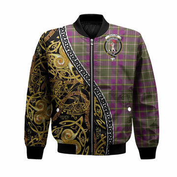 Taylor (Tailyour) Tartan Crest Bomber Jacket Celtic Knot and Triple Trickle Spiral Symbols