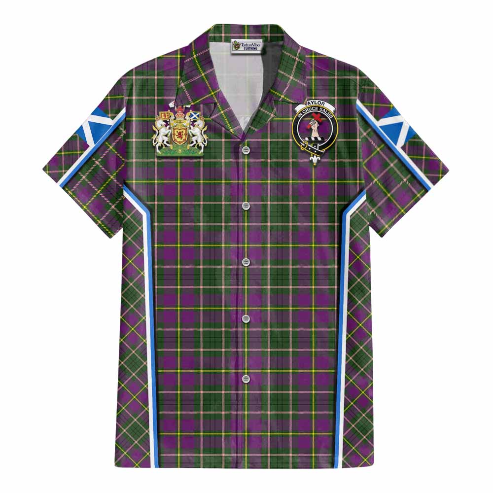 Taylor (Tailyour) Tartan Crest Cotton Hawaiian Shirt Scotland Coat of Arm Flag Style - Tartan Vibes Clothing