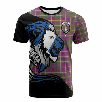 Taylor (Tailyour) Tartan Crest Cotton T-shirt Scottish Golden Lions Wave Flow