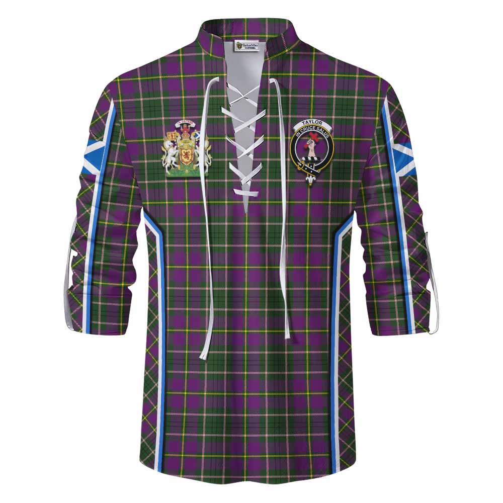 Taylor (Tailyour) Tartan Crest Ghillie Kilt Shirt Scotland Coat of Arm Flag Style - Tartan Vibes Clothing