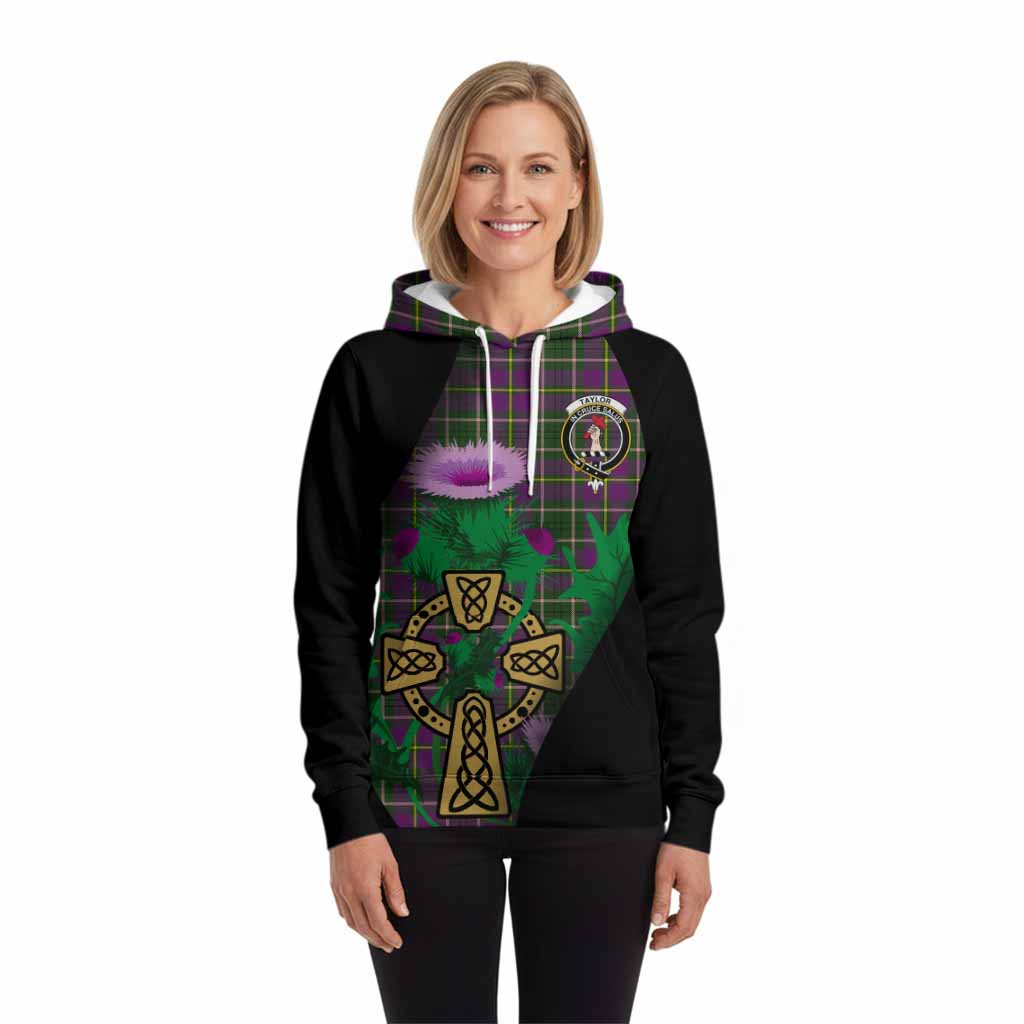 Taylor (Tailyour) Tartan Crest Hoodie Celtic Cross Thistle Flowers