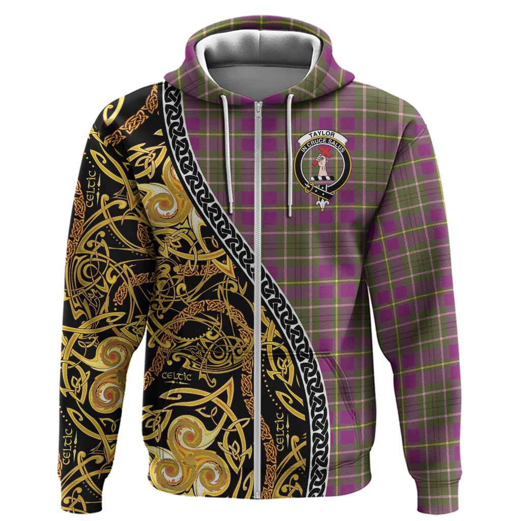 Taylor (Tailyour) Tartan Crest Hoodie Celtic Knot and Triple Trickle Spiral Symbols