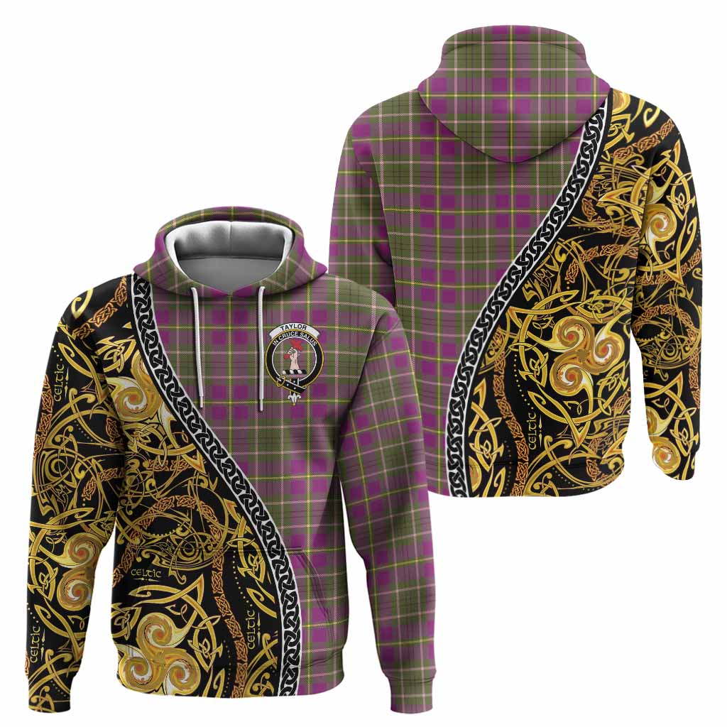 Taylor (Tailyour) Tartan Crest Hoodie Celtic Knot and Triple Trickle Spiral Symbols